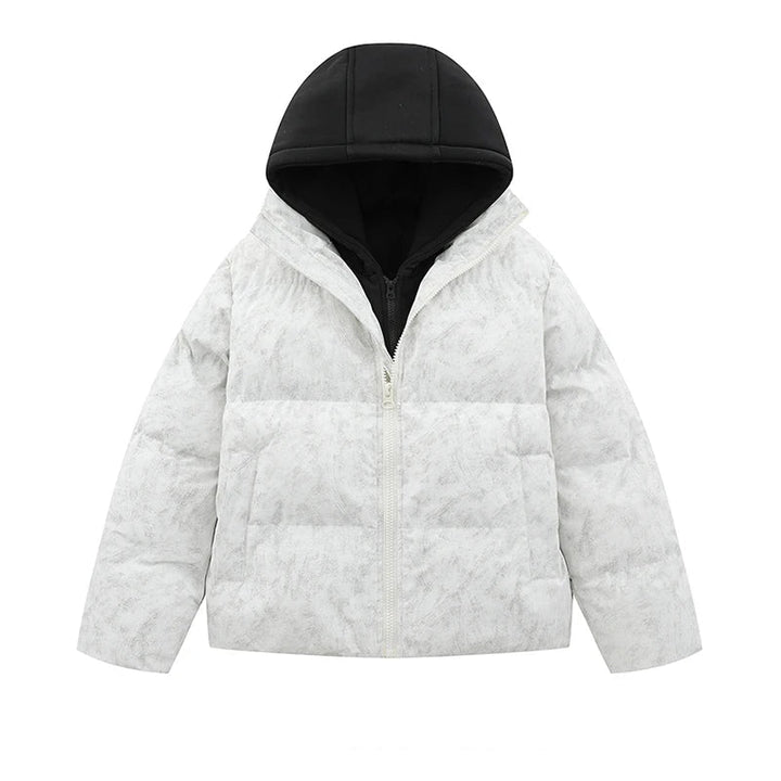 Bomber Thick Warm Winter Jacket white with hood M - VONVEX