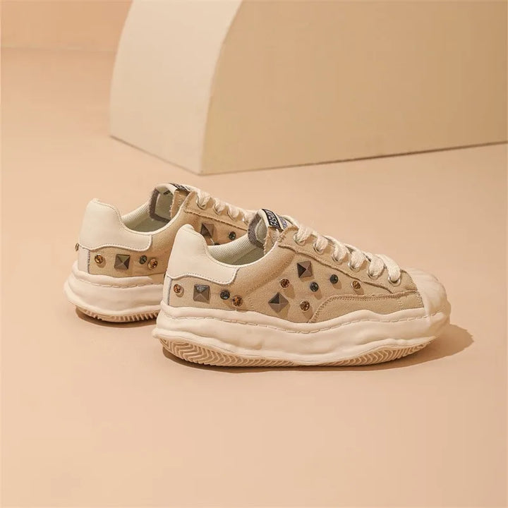 Rhinestone Luxe Radiance Shell Sneakers     - VONVEX