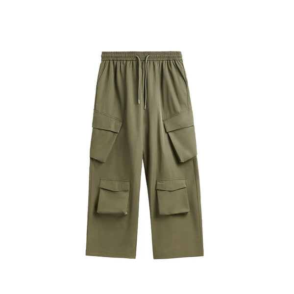 Casual 3D Wide-leg Cargo Pants  Army green M  - VONVEX