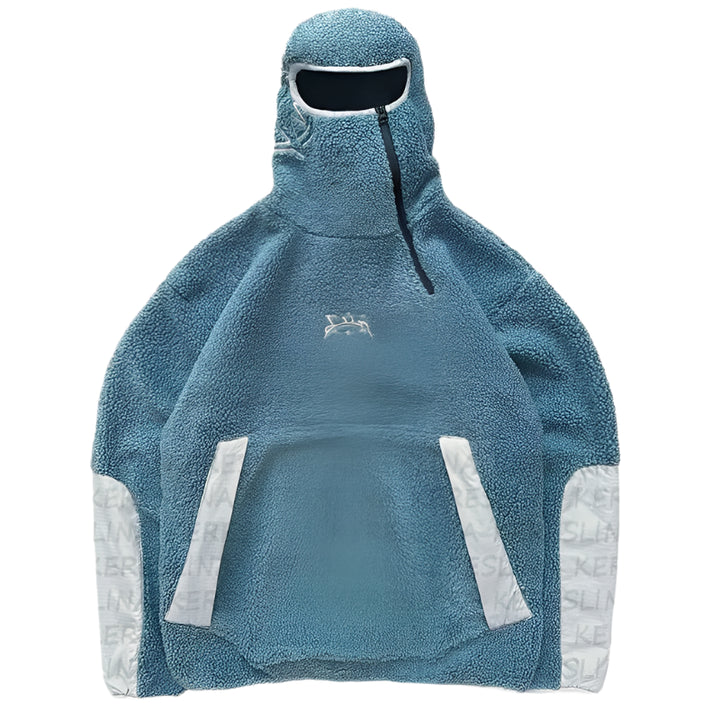 Y2k Fleece Heavy Striped Hoodie Blue S - VONVEX