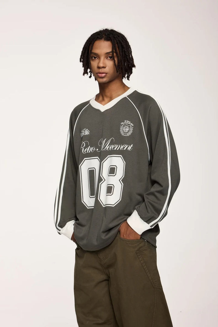 Football Jersey Loose Fit Sweater - VONVEX