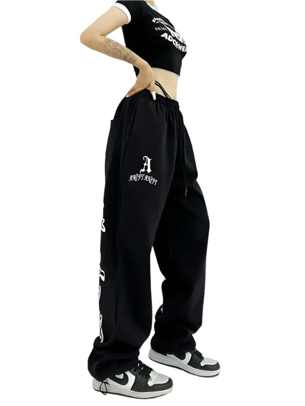 Y2K Loose Graphic Sweatpants     - VONVEX