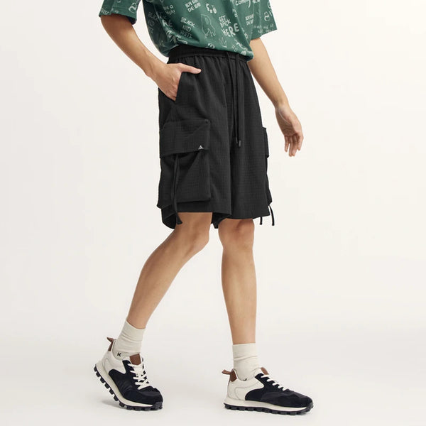 Casual Mid-Length Oversized Cargo Short  Black XS  - VONVEX