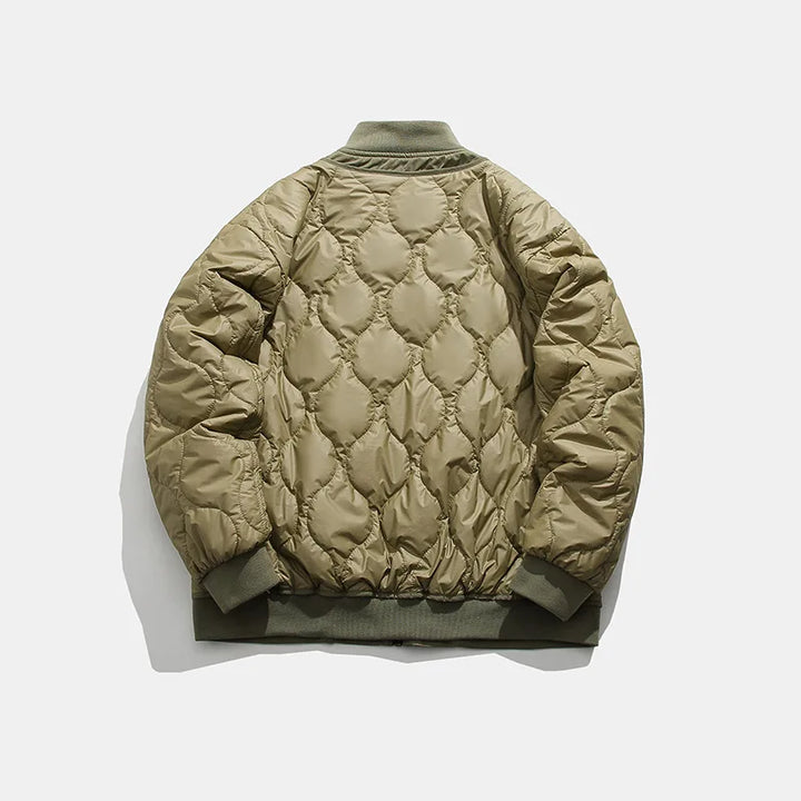 Retro Patched Zip-up Puffer Jacket     - VONVEX