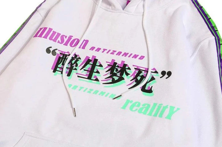 Glitch Font Printed Hoodie     - VONVEX