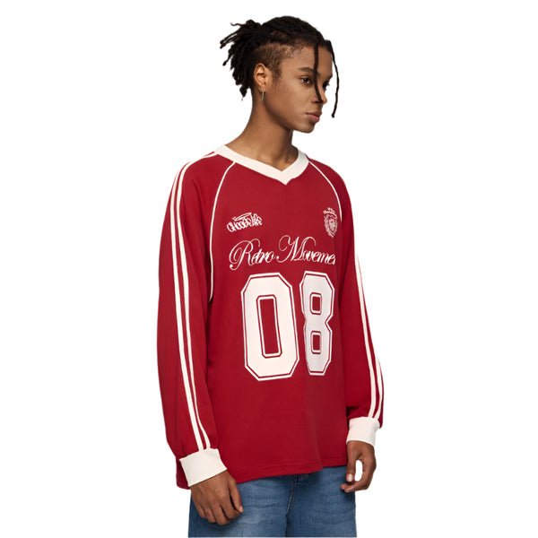 Football Jersey Loose Fit Sweater Red M - VONVEX