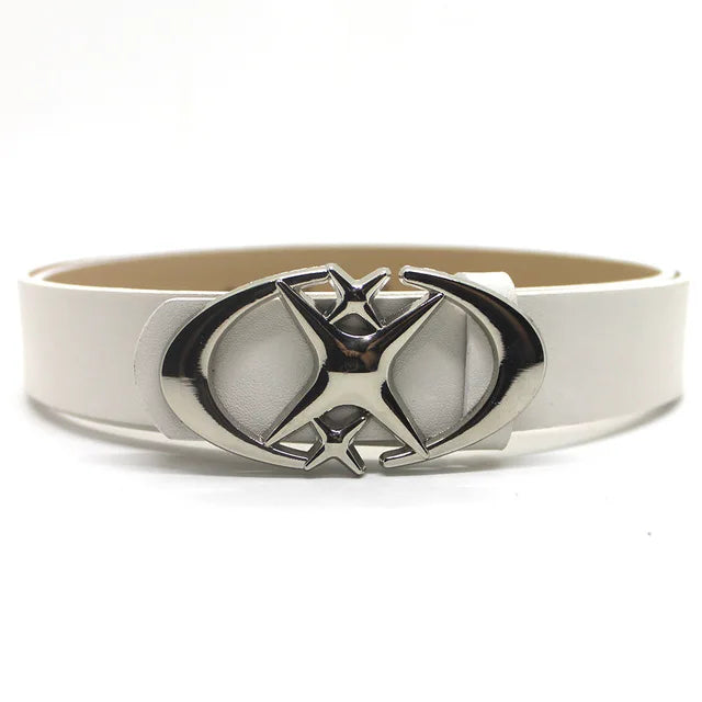 Planet X Buckle Belt  BK-white 105CM  - VONVEX