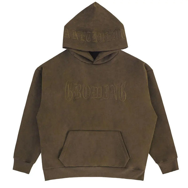 Y2k Vintage Suede Hoodie Brown M - VONVEX