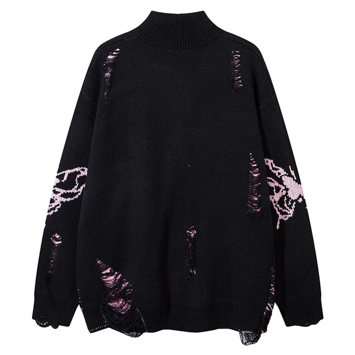 Oversized Butterfly Zip Up Cardigan - VONVEX