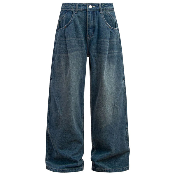 Baggy Blue Ocean Straight Denim Jeans blue S - VONVEX