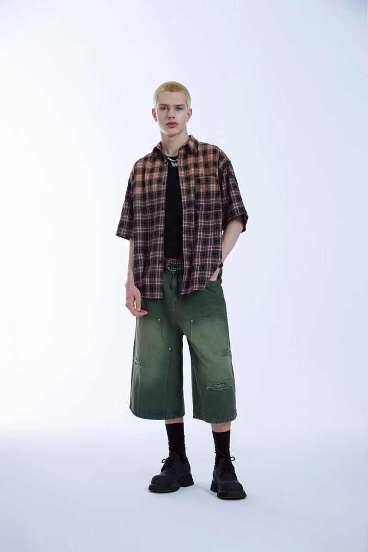 Plaid Heavyweight Oversized Shirt     - VONVEX