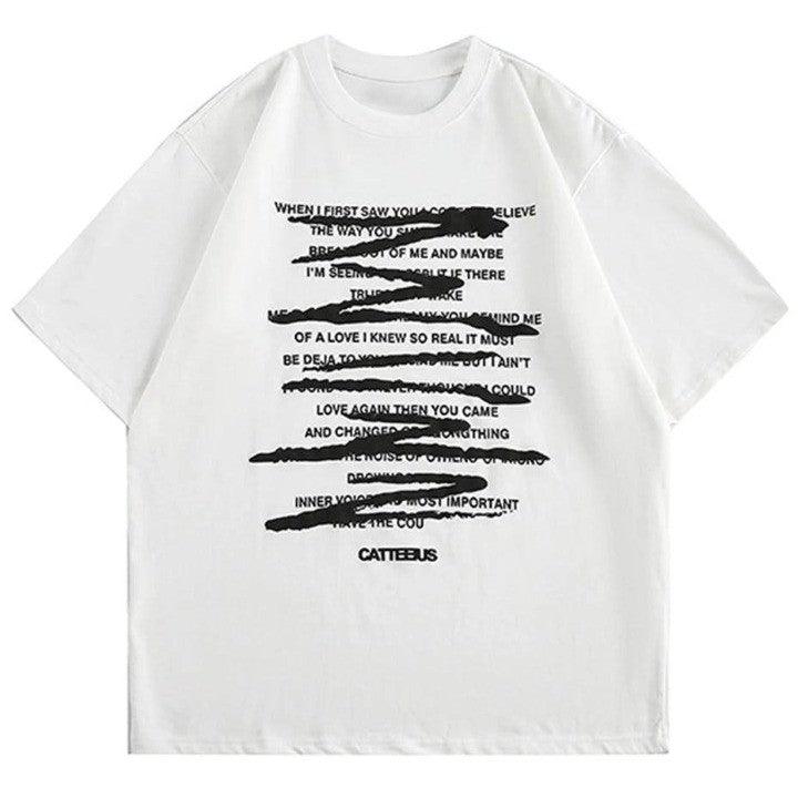 Casual Letter Printed Oversized T-Shirt  White M  - VONVEX