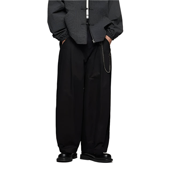 Japanese Loose Thick Wide-Leg Pants Black S - VONVEX