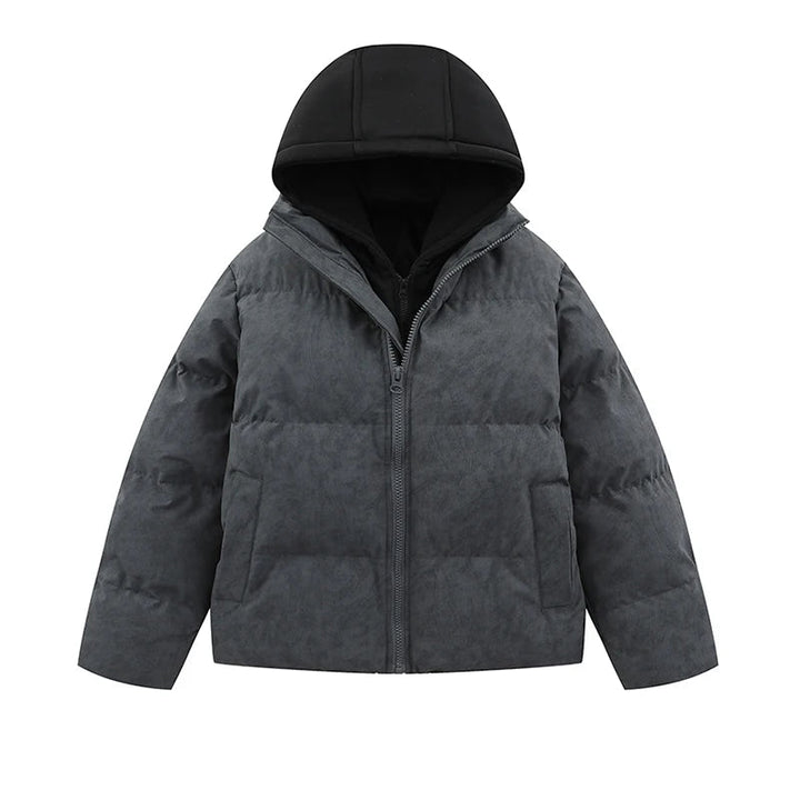 Bomber Thick Warm Winter Jacket dark gray with hood M - VONVEX