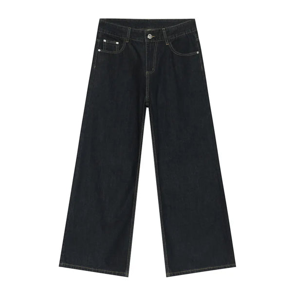 Seoul Drift Wide Leg Denim Jeans  Blue S  - VONVEX