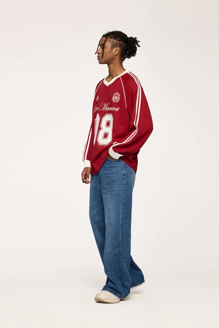 Football Jersey Loose Fit Sweater - VONVEX