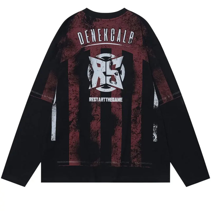 Y2K Washed Patchwork Distressed Sweater - VONVEX