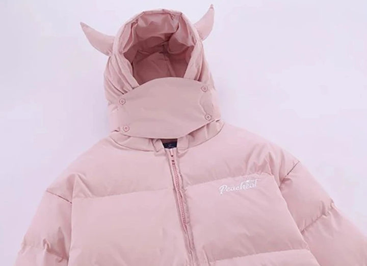 Devil's Horn Hooded Puffer Jacket     - VONVEX