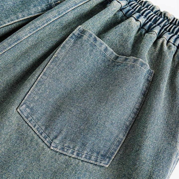 Y2K Vintage Printed Baggy Denim Short     - VONVEX