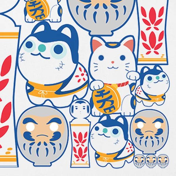 Japanese Cat Graphic Printed T-Shirt     - VONVEX