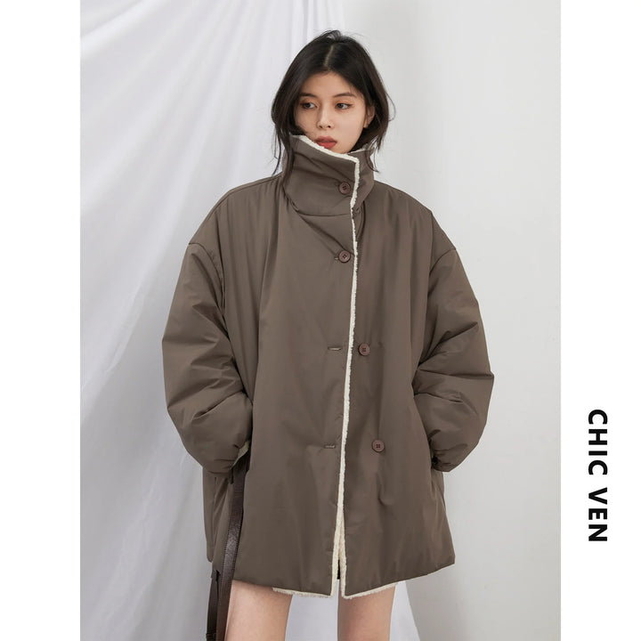 Plush Single Thickened Coat Coffee S - VONVEX