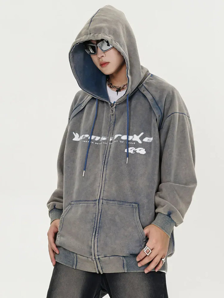 Y2k Vintage Washed Acid Hoodie - VONVEX