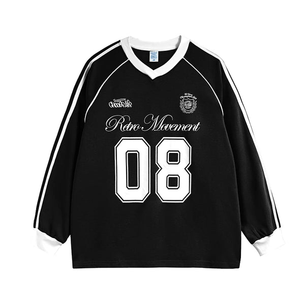 Football Jersey Loose Fit Sweater Black L - VONVEX