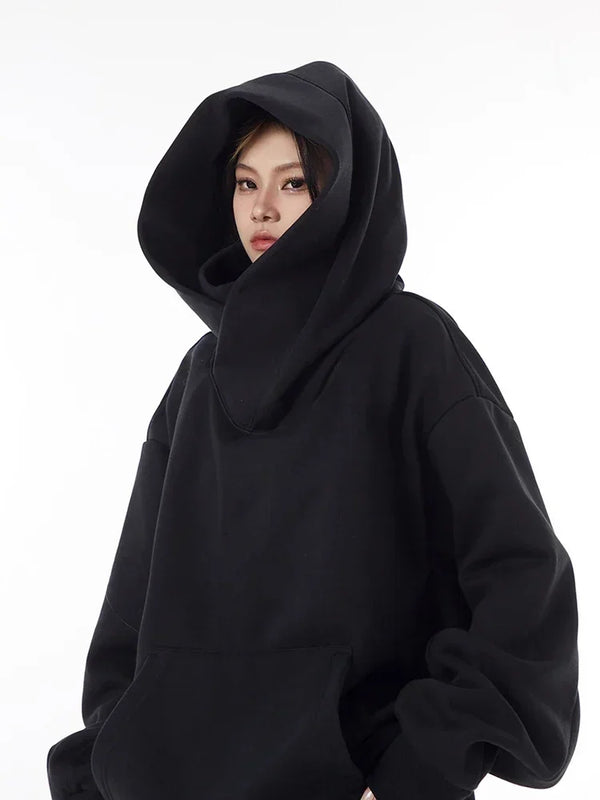 Y2k Heavy Fleece Long Turtle Neck Jacket black S - VONVEX