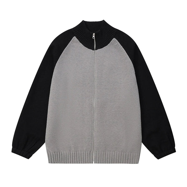 Dual Tone Knitted Modern Jacket  Gray M  - VONVEX