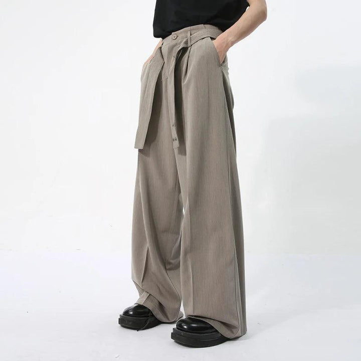 Casual Solid Pant With Ribbon     - VONVEX