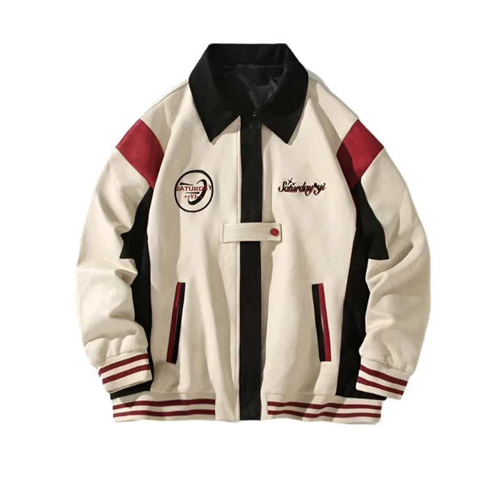 Retro Status Varsity Jacket  Beige M  - VONVEX