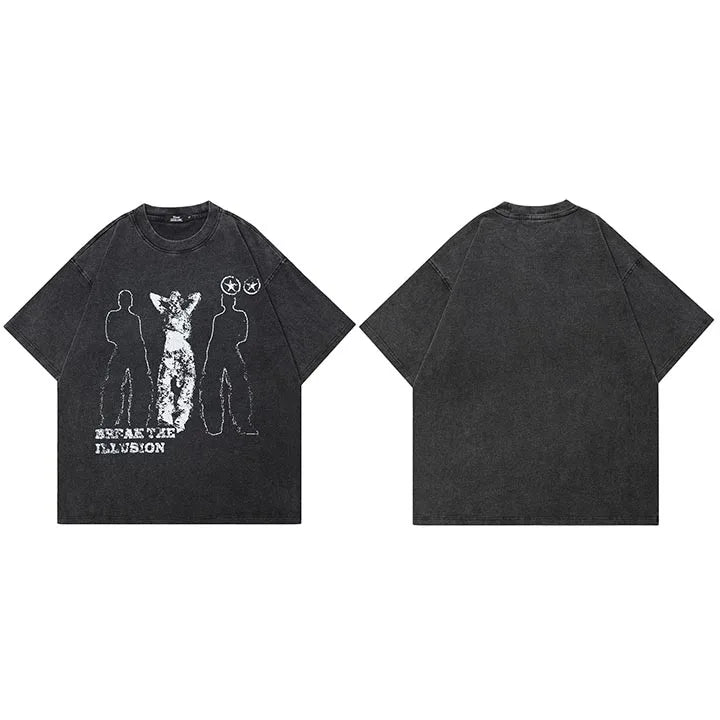 Break The Illusion Washed T-Shirt  Black S  - VONVEX