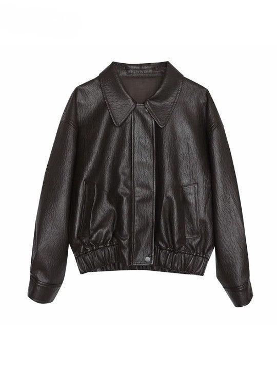 Luxury Women's Zipper Leather Jacket     - VONVEX