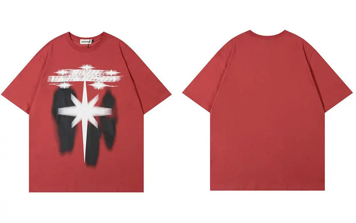 Y2k Sparkling Shadows Steps T-Shirt  Red M  - VONVEX