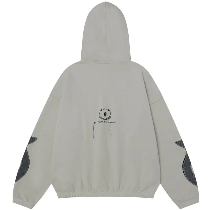 Y2K Embroidered Fire Patchs Hoodie - VONVEX