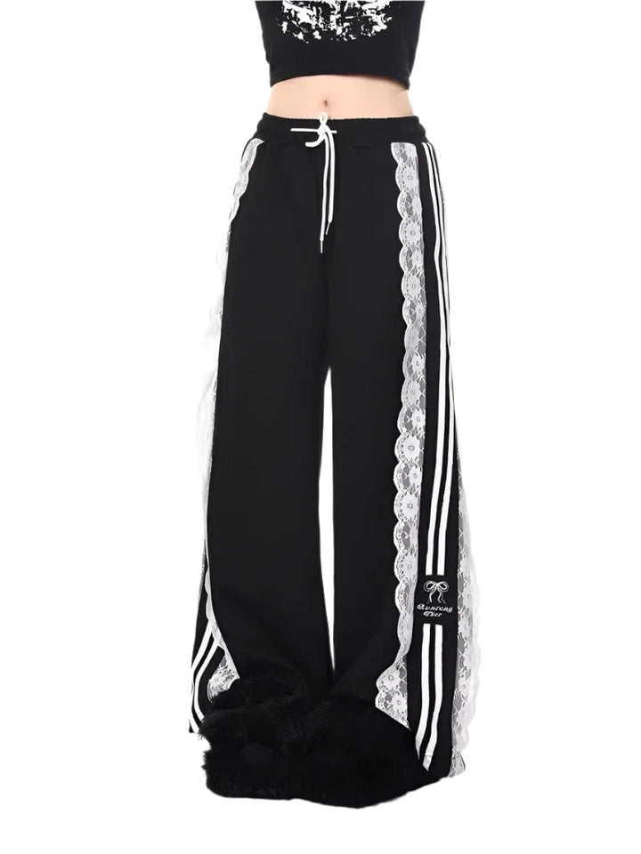 Y2K Slouch Stripped Pants  Black S  - VONVEX