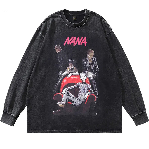 Y2K Nana Washed Sweater Black Oversize M - VONVEX