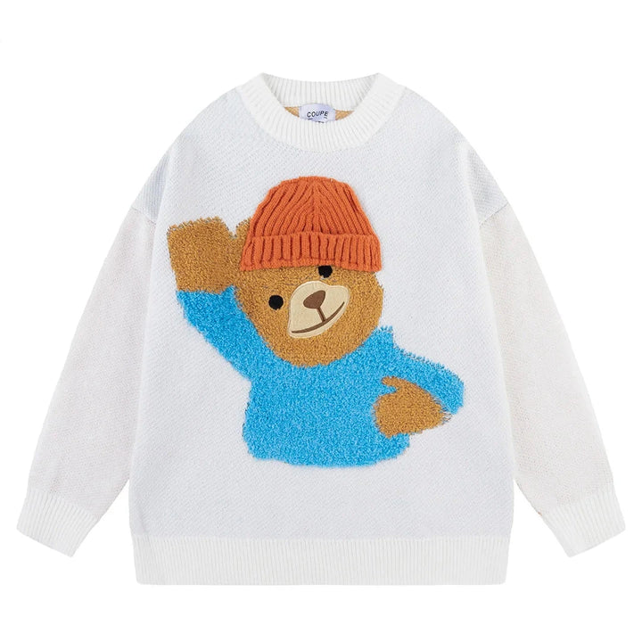 Farewell Teddy Bear Heavy Sweater White M - VONVEX