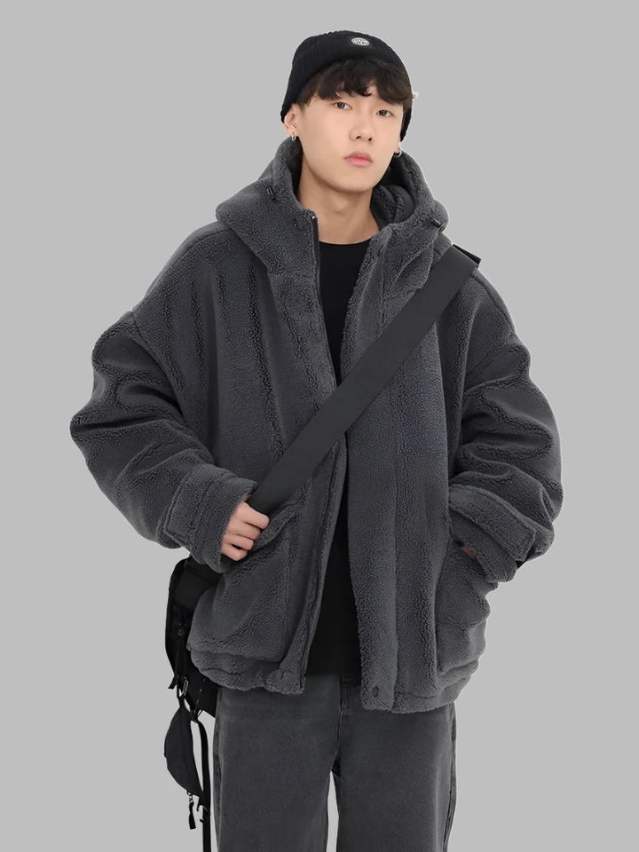 Casual Faux Lamb Fur Oversized Coat     - VONVEX