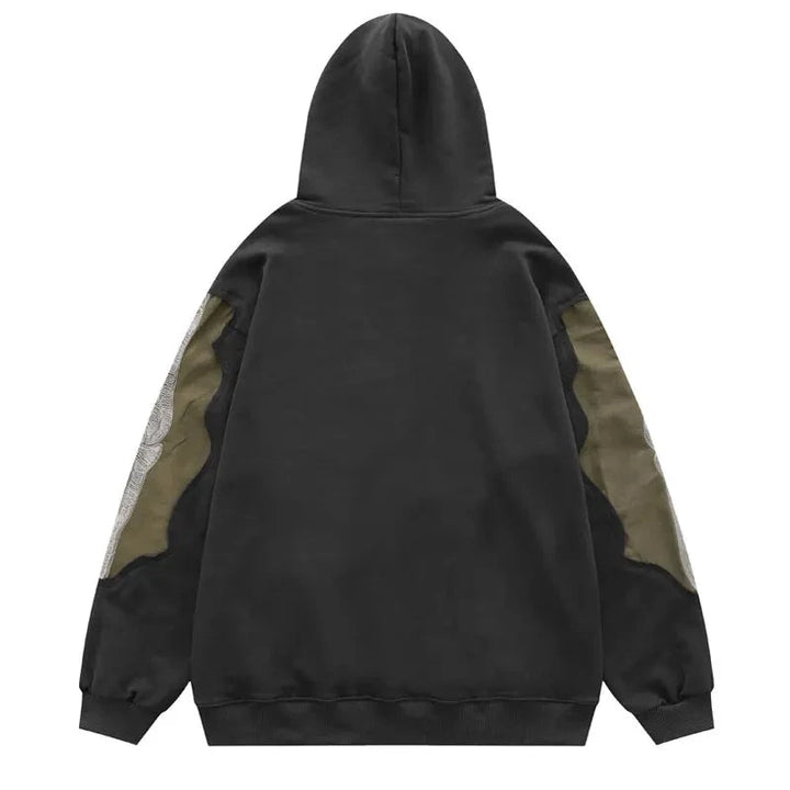 Y2K Skeleton Bones 3D Patchwork Hoodie     - VONVEX