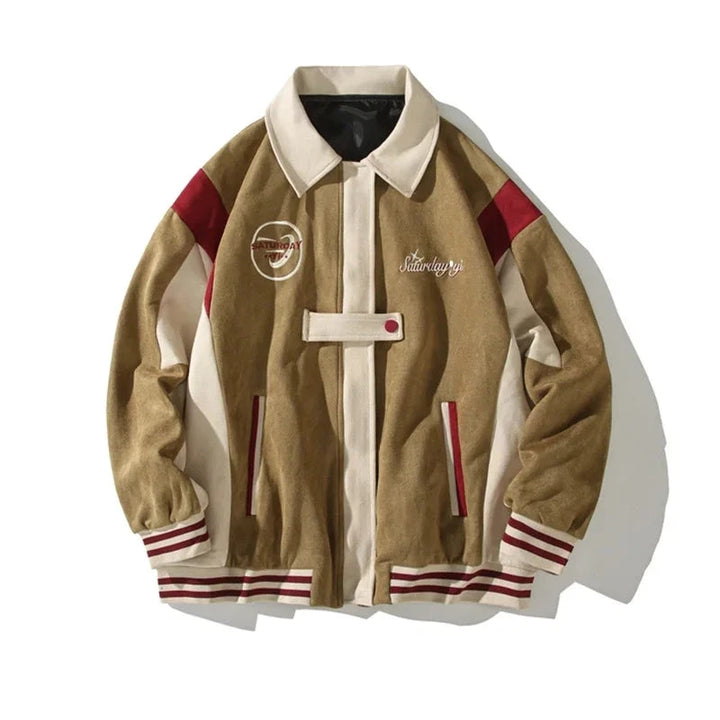 Retro Status Varsity Jacket  Khaki M  - VONVEX