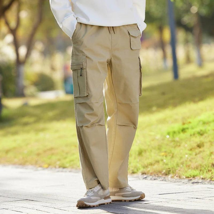 Casual Solid Color Simple Straight Pant  Khaki XS  - VONVEX