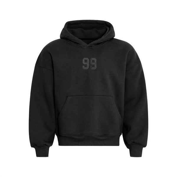 99 Embroidered Pocket Hoodie  Black M  - VONVEX