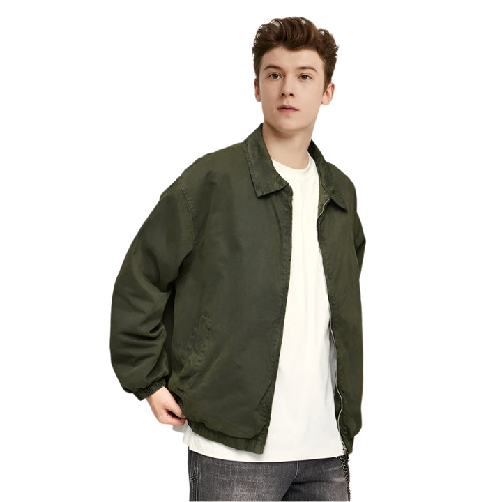 Brushed Twill Cargo Streetwear Jacket Army green S - VONVEX