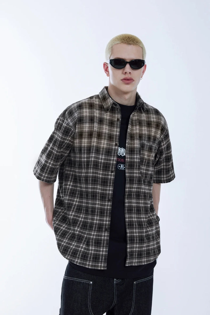 Plaid Heavyweight Oversized Shirt     - VONVEX