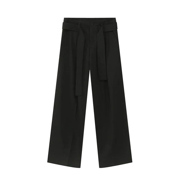 Casual Solid Pant With Ribbon  Black XL  - VONVEX