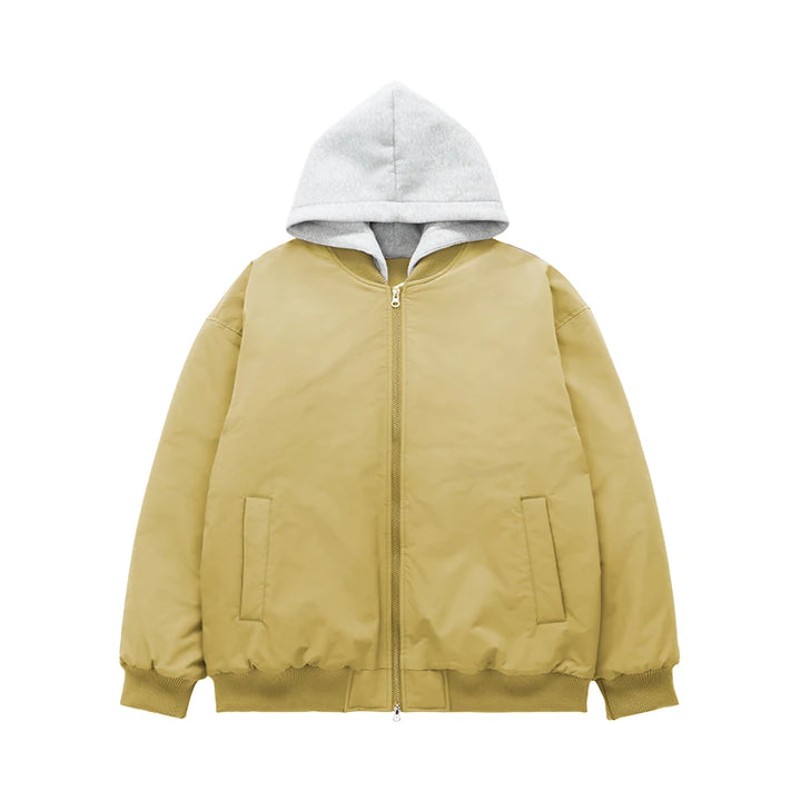 Detachable Hooded Bomber Padded Jacket Yellow S - VONVEX