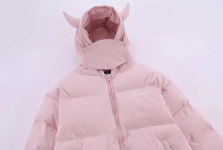 Devil's Horn Hooded Puffer Jacket     - VONVEX