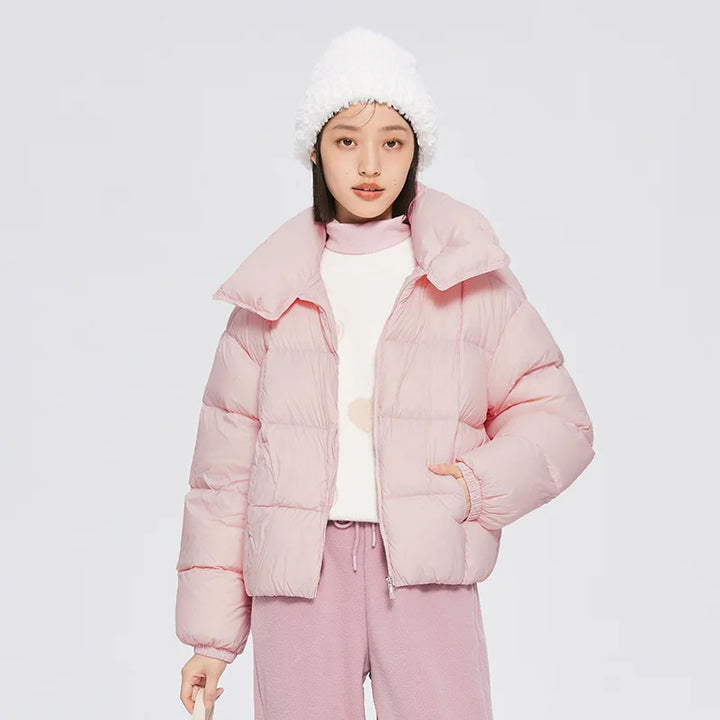 Solid Color Women's Puffer Jacket  Pink XXL  - VONVEX