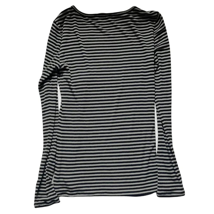 Y2k Dark Academia Stripe T-Shirt     - VONVEX